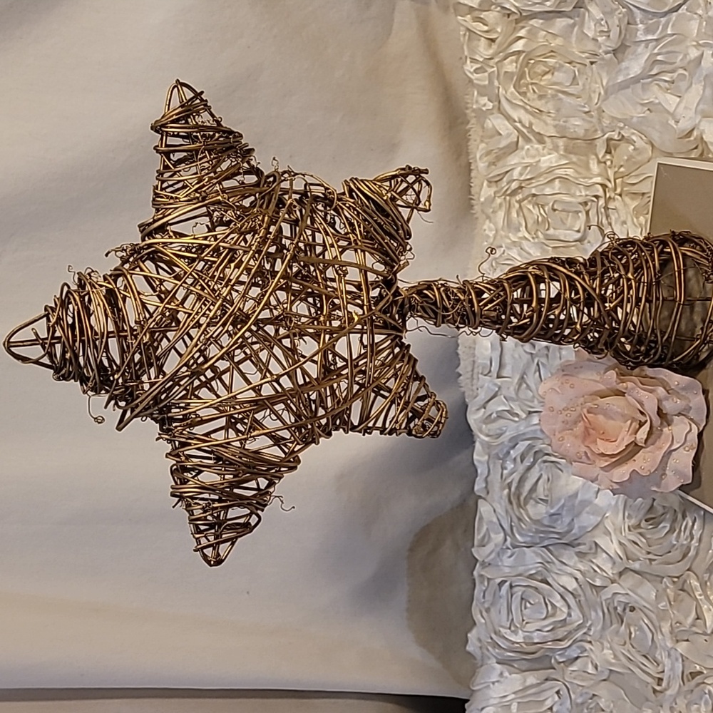 Rustic Wicker Twig Tree Topper Farmhouse  Primitive Christmas Decor